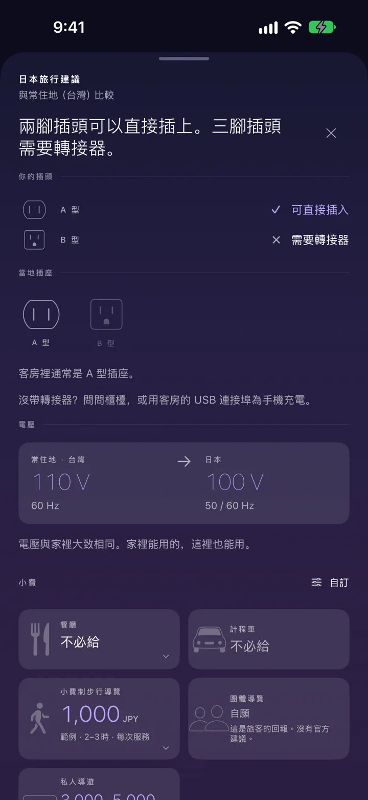 插上插頭之前。 比較當地與常住地的插頭和電壓。讀完注意事項後即可收合，需要時隨時查看。